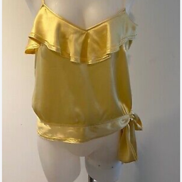 Yellow Satin Ruffle Top - Picture 1 of 2
